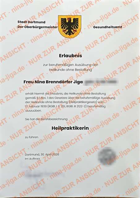 Heilpraktikererlaubnis Nina Jiga